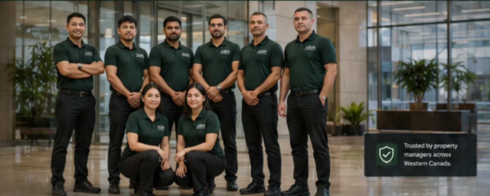 Building maintenance team in a commercial property
